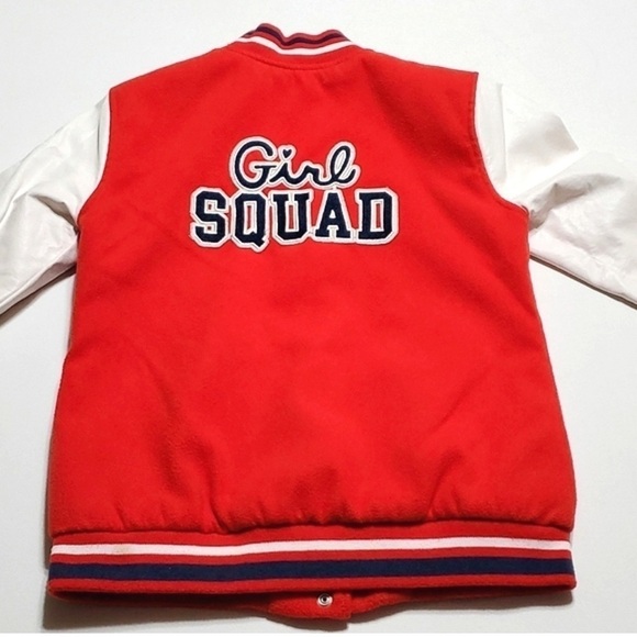JUSTICE Girl Squad Letterman Red And White Jacket Size 16/18 - Picture 4 of 9